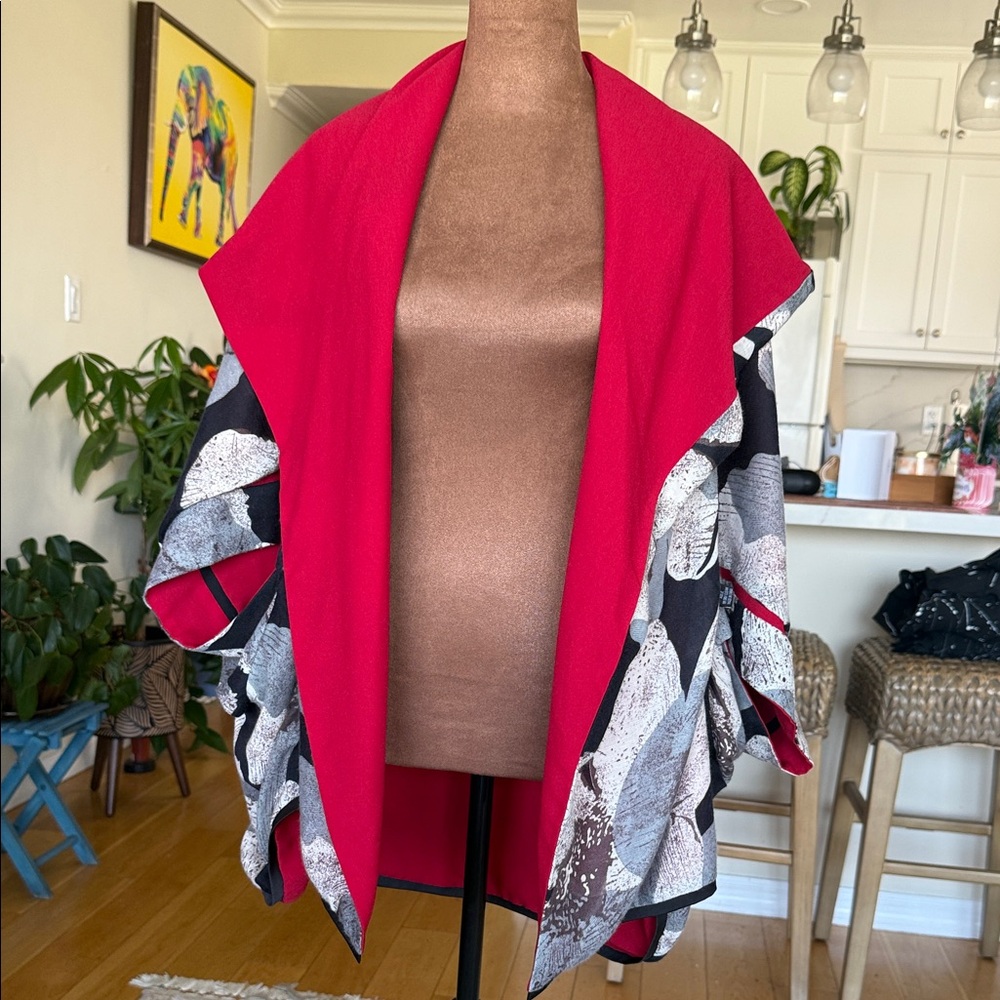 Elegant Red and Black Women's Boxy Jacket